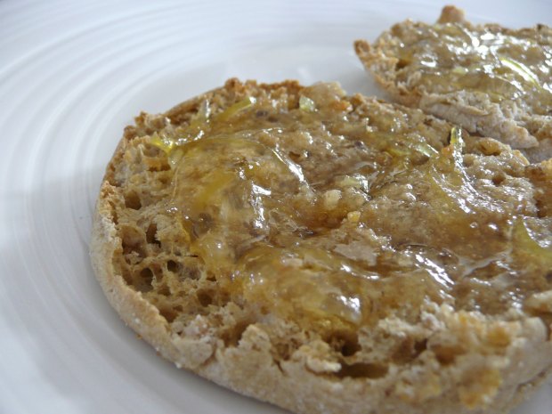 lemon ginger marmalade on muffin