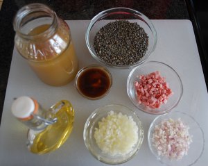 Warm lentil salad - Mise